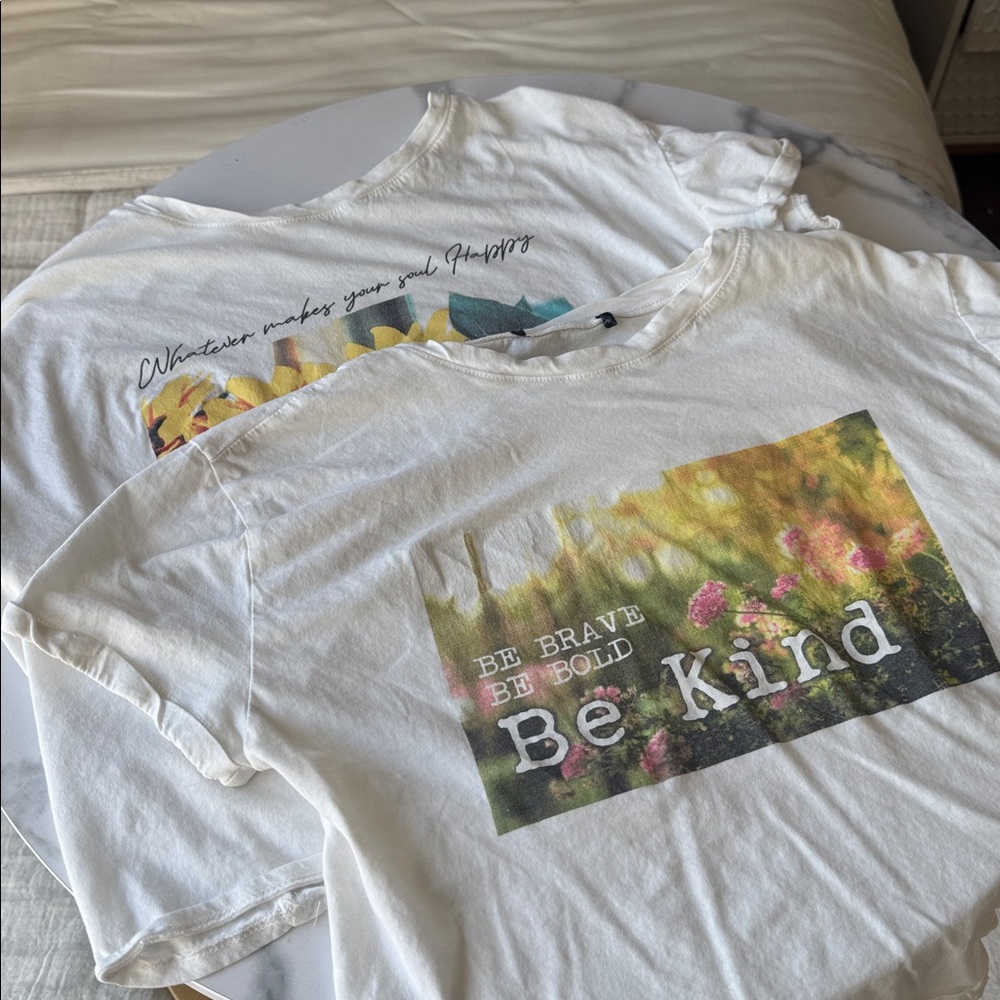 White Graphic T-Shirts with Inspirational Text